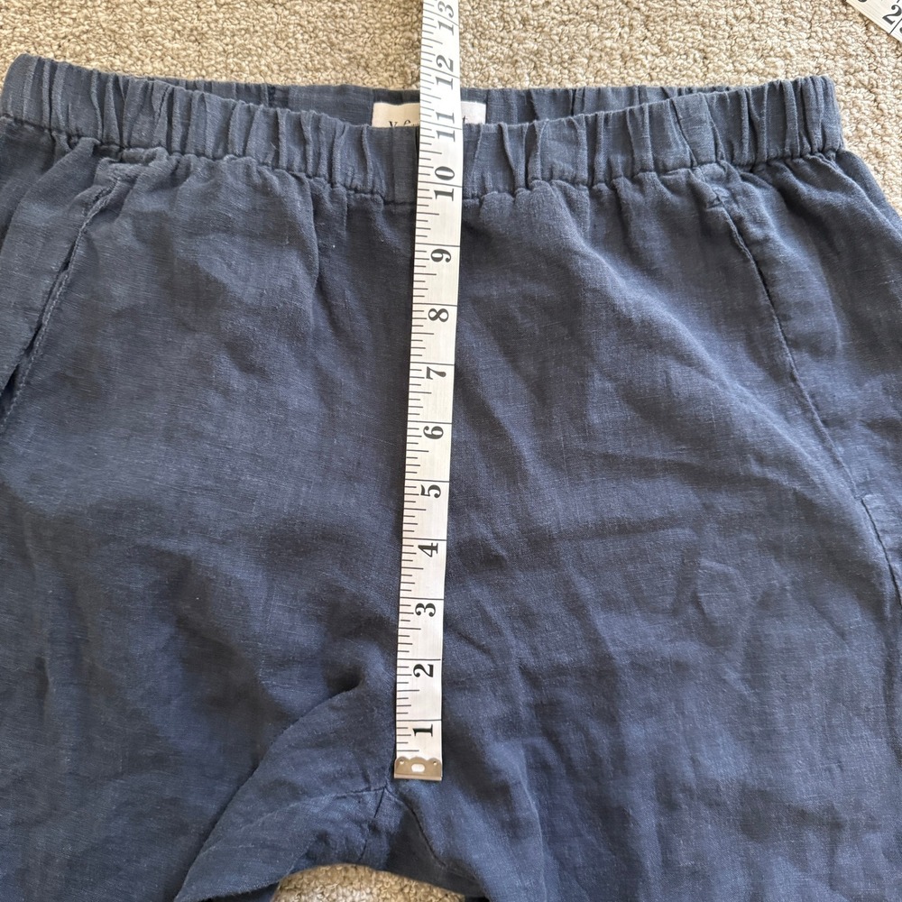 Velvet Graham & Spencer Women's Navy Blue 100% Linen Wide Leg Pants Medium - Picture 6 of 11